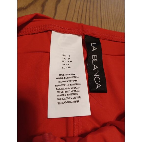 La Blanca Womens 4 Island Goddess Banded Hipster Bottoms Swimsuit Cherry Red NWT - Picture 4 of 4